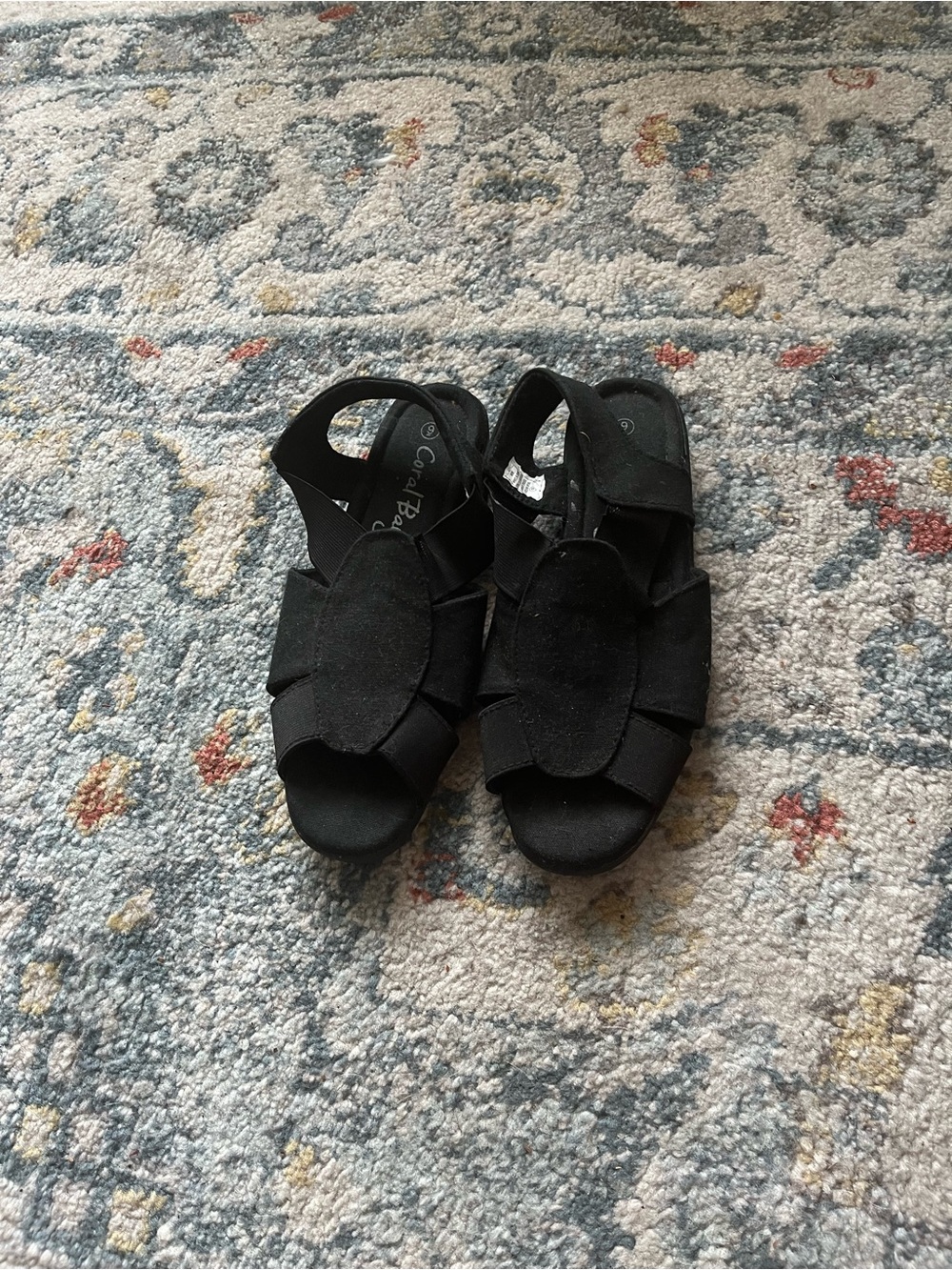 Coral Bay Black Women's Slip-On Elastic Back Sandal